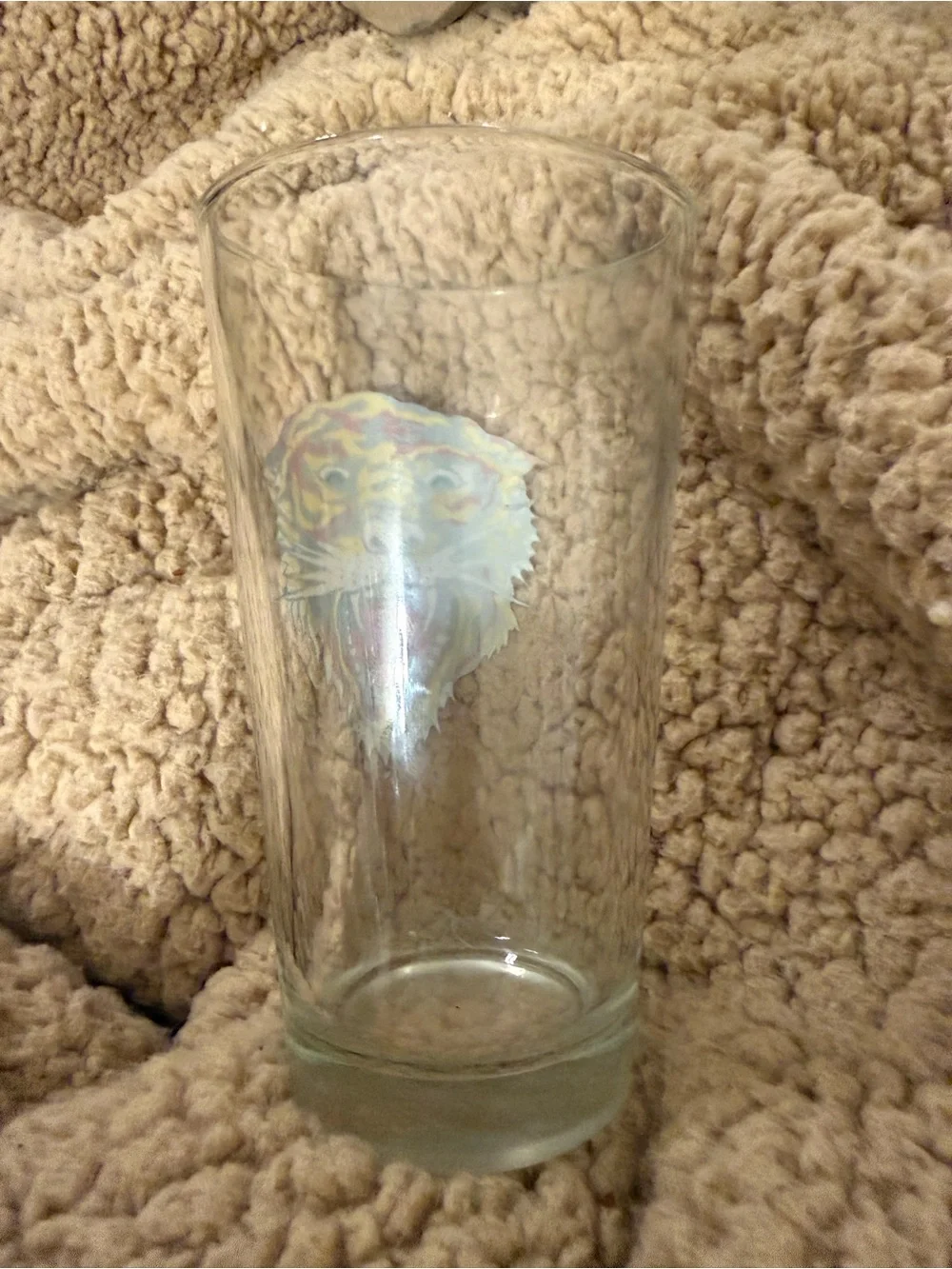 Vintage Don Ed Hardy drinking glass 14oz Wild Tiger print on the front